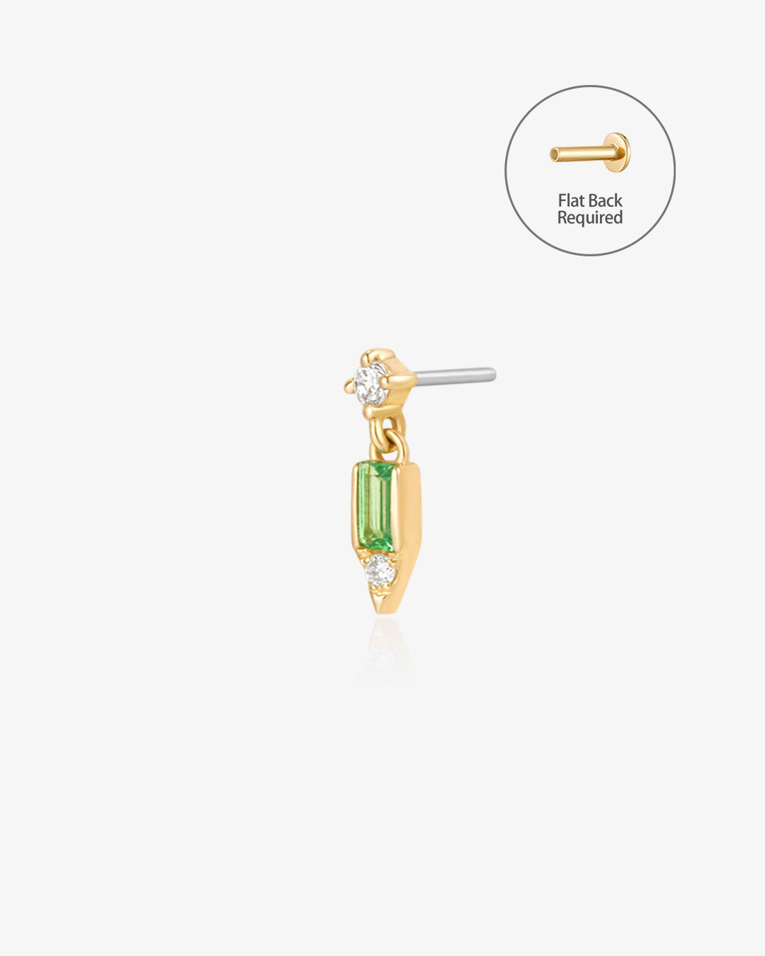 VESPER | Tsavorite and Lab Grown Diamond Threadless Flatback Earring
