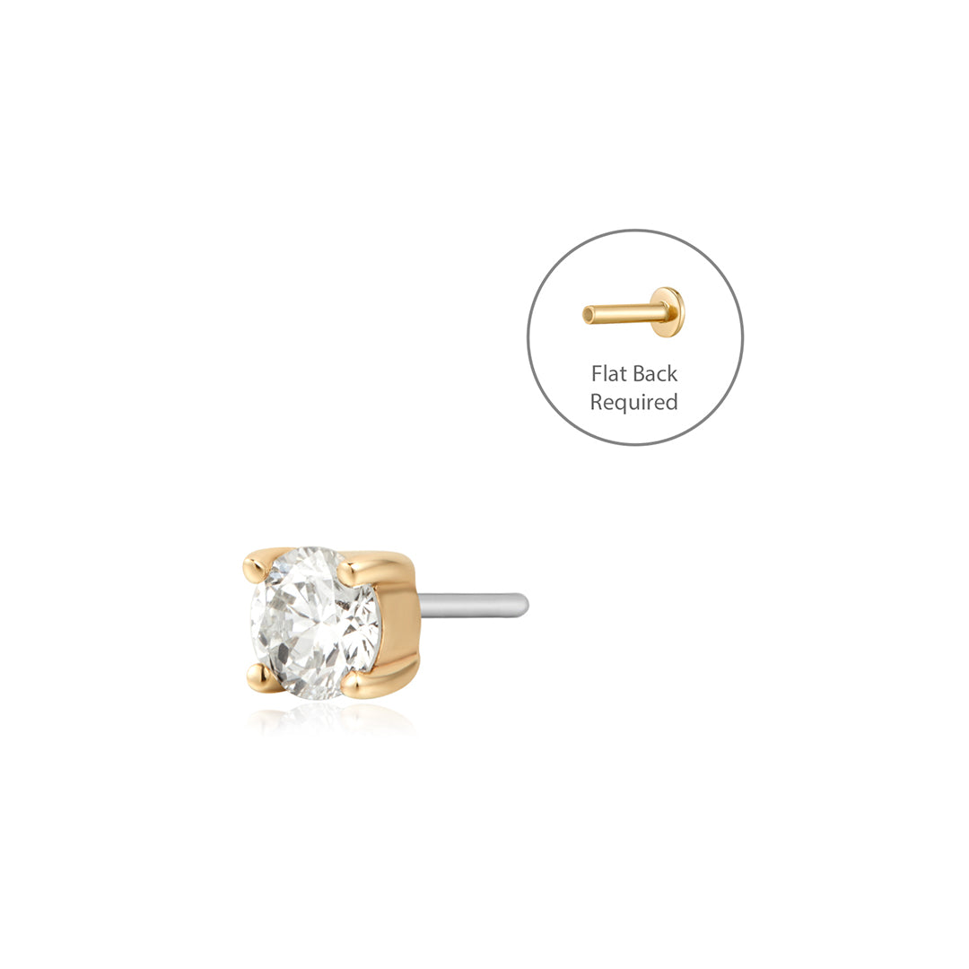 aurelie gi 14k gold Lab Grown Diamond Threadless Flatback Earring