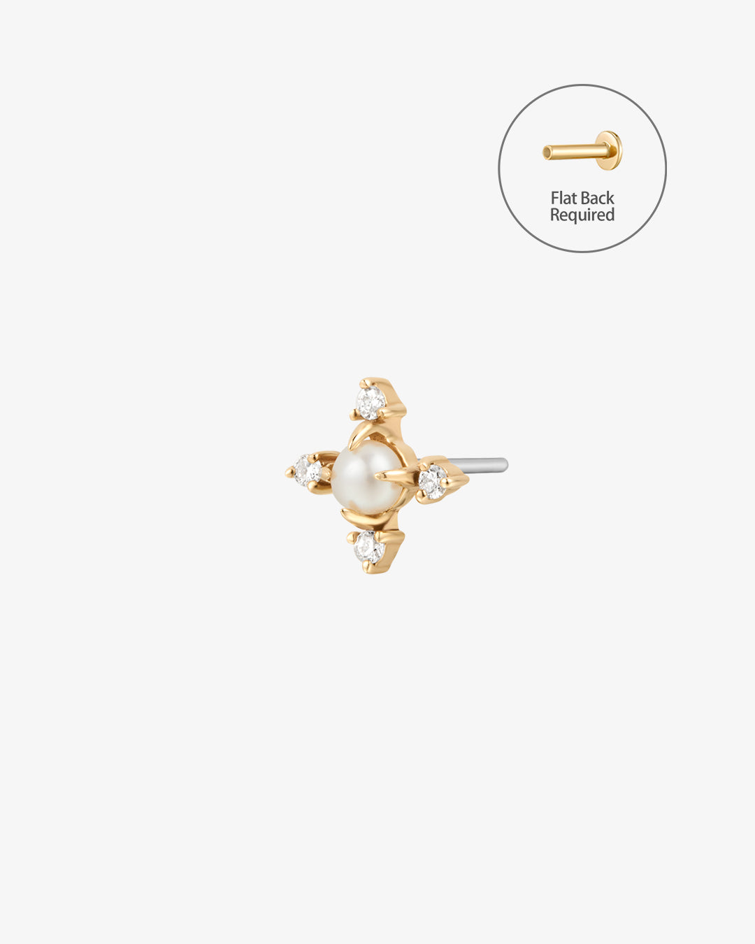 MABEL | Pearl 4-Points Threadless Flatback Earring