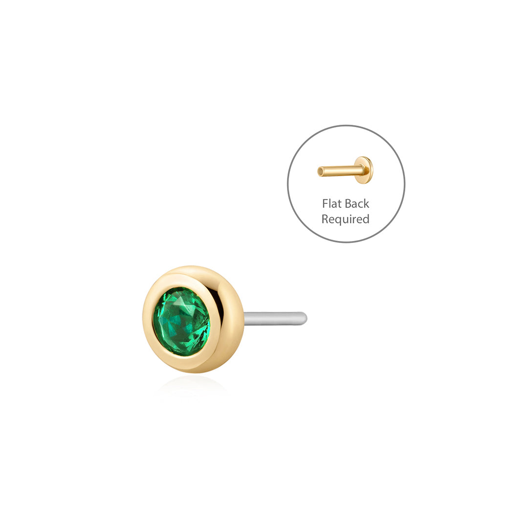 SHALOM | Lab Grown Emerald Threadless Flatback Earring