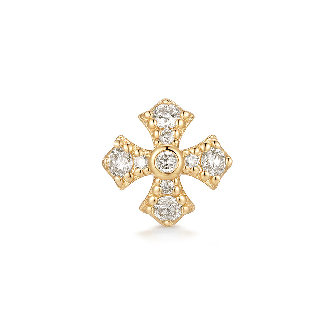 FOXY | Lab Grown Diamond Fancy Cross Threadless Flatback Earring
