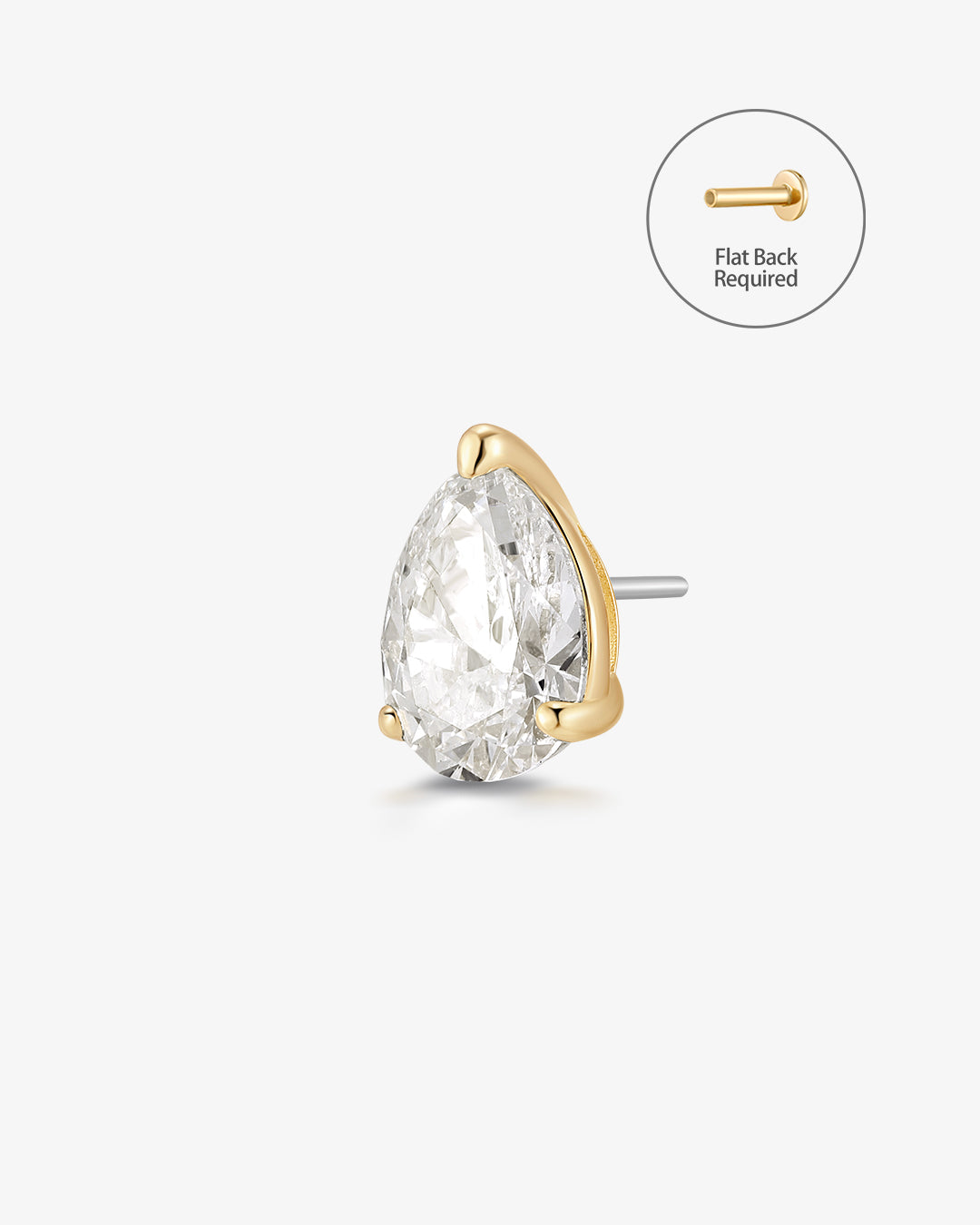IGGY | Pear Lab Grown Diamond Threadless Flatback Earring
