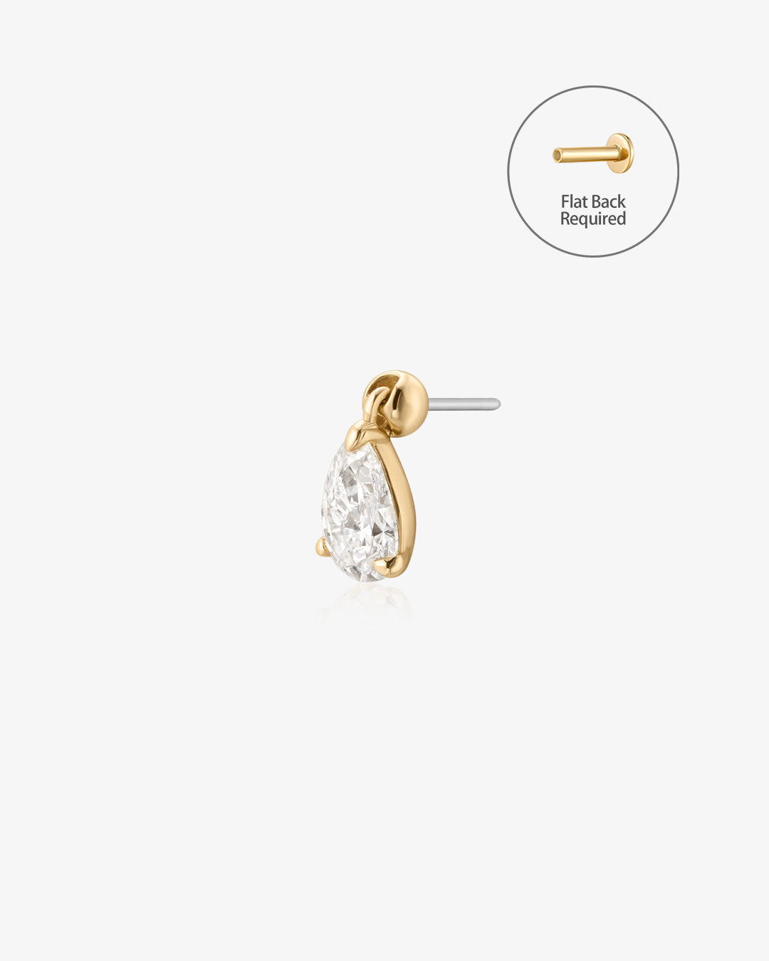 ARABELLA | Pear Lab Grown Diamond Dangle Threadless Flatback Earring