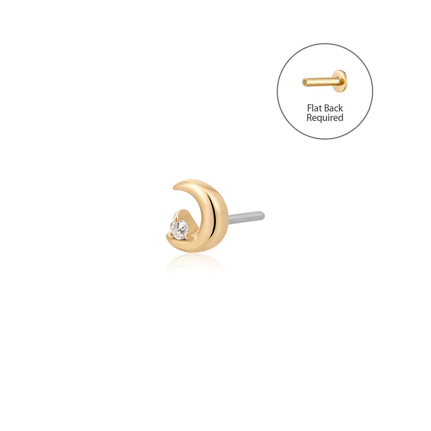 LIORA | Half Moon Lab Grown Diamond Threadless Flatback Earring