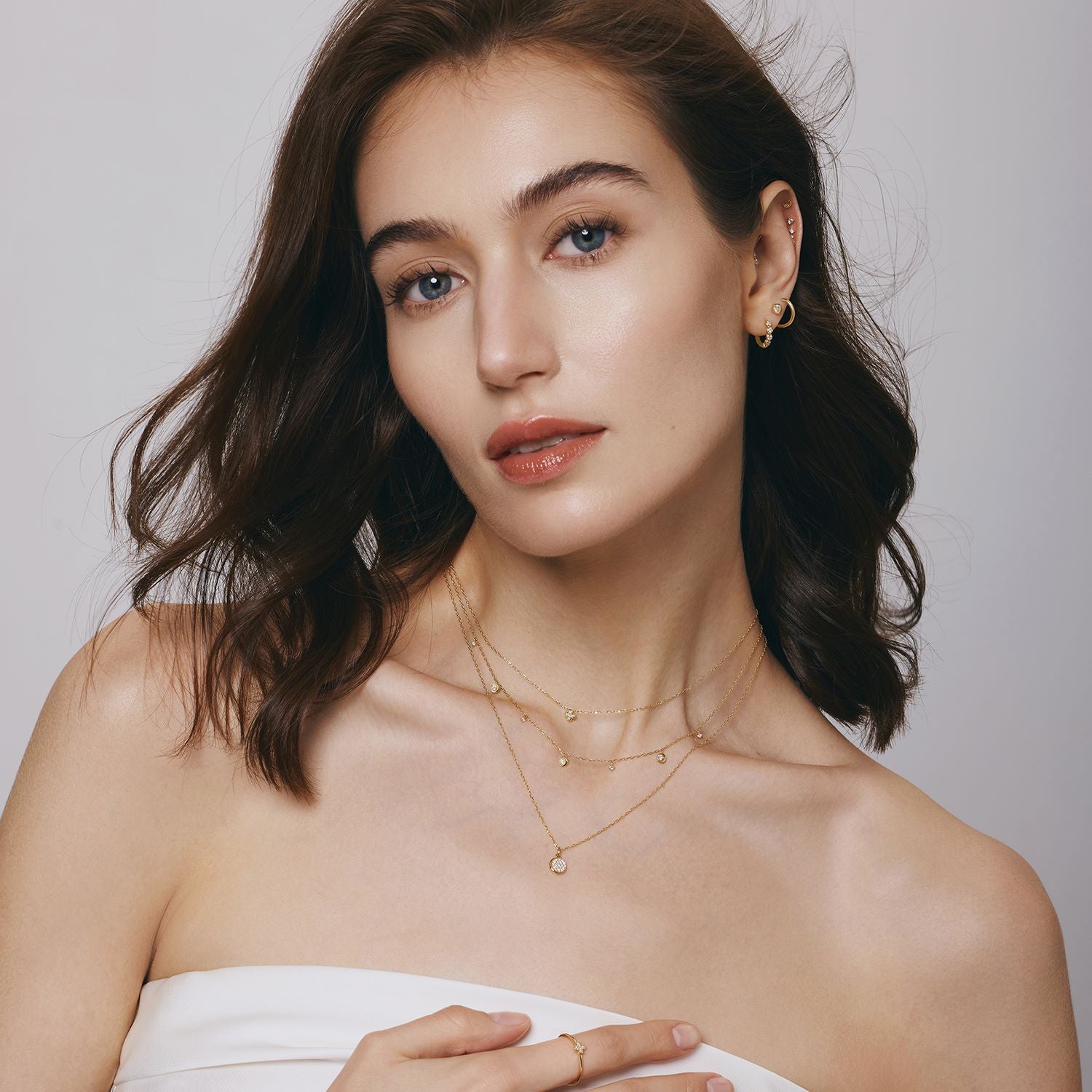 LIORA | Half Moon Lab Grown Diamond Threadless Flatback Earring