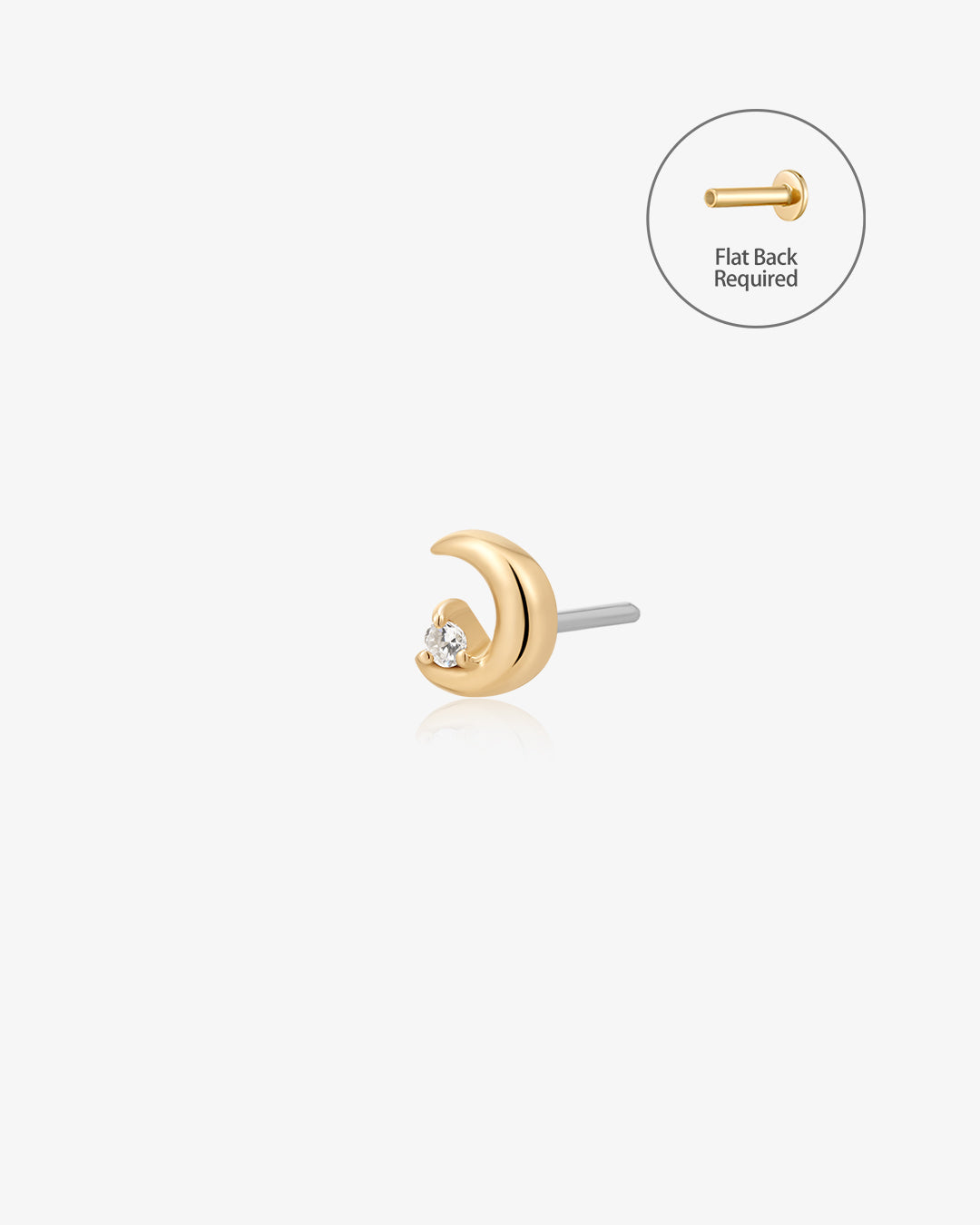 LIORA | Half Moon Lab Grown Diamond Threadless Flatback Earring