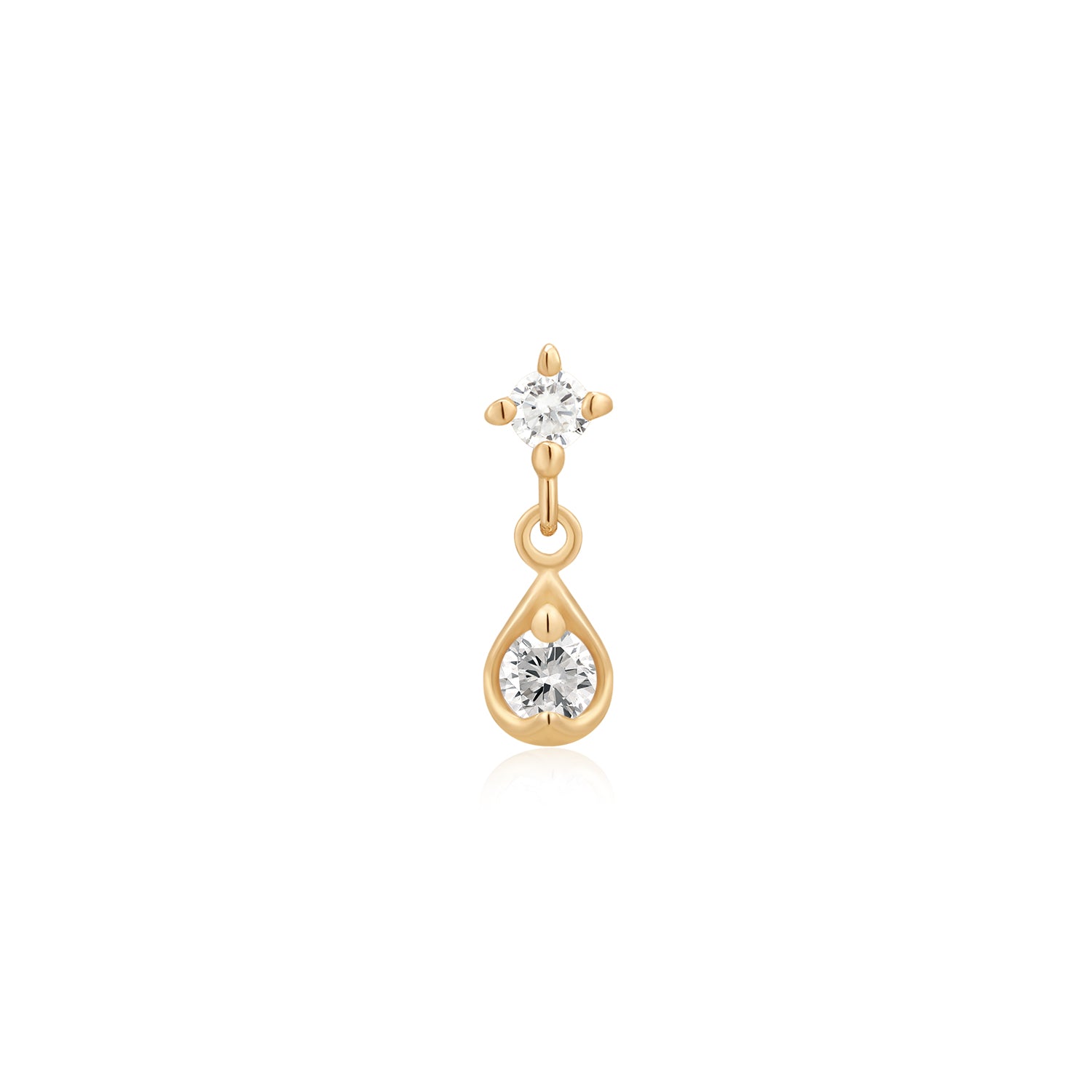 ECHO | Dangle Double Lab Grown Diamond Threadless Flatback Earring