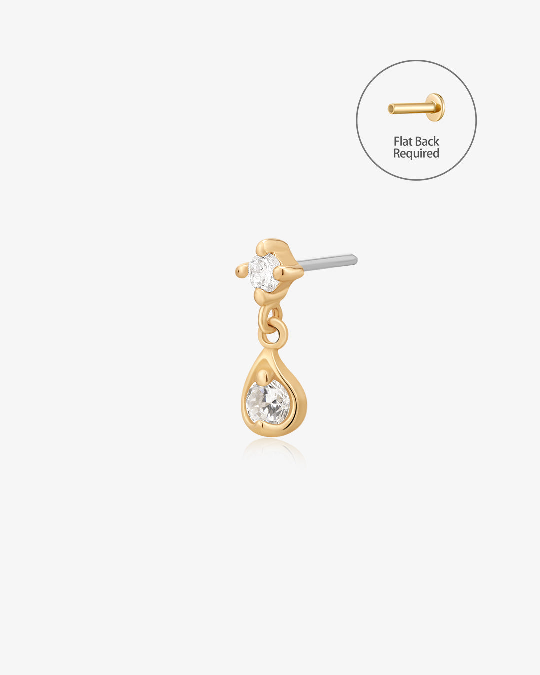 ECHO | Dangle Double Lab Grown Diamond Threadless Flatback Earring