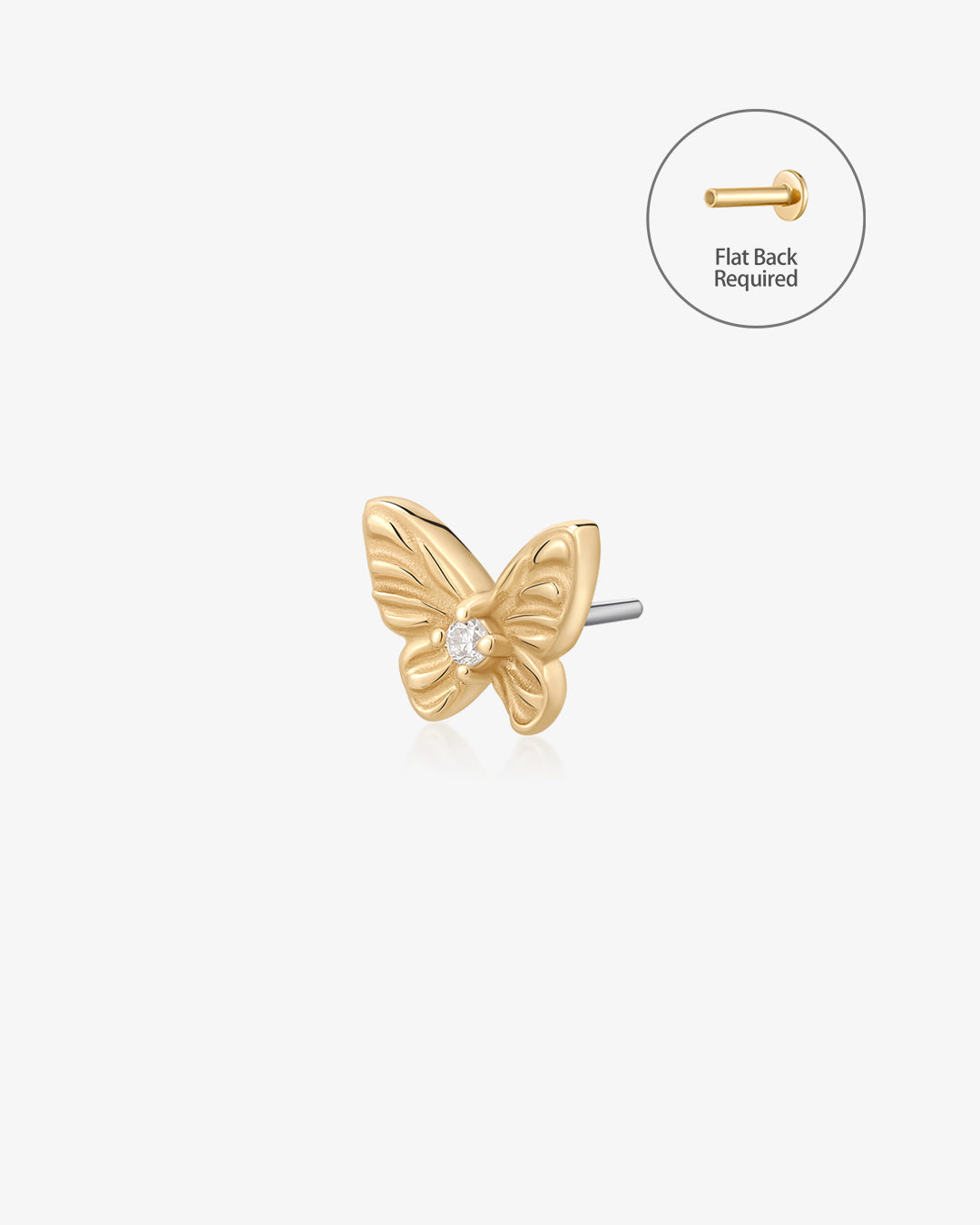 MARIPOSA | Lab Grown Diamond Accent Butterfly Threadless Flatback Earring