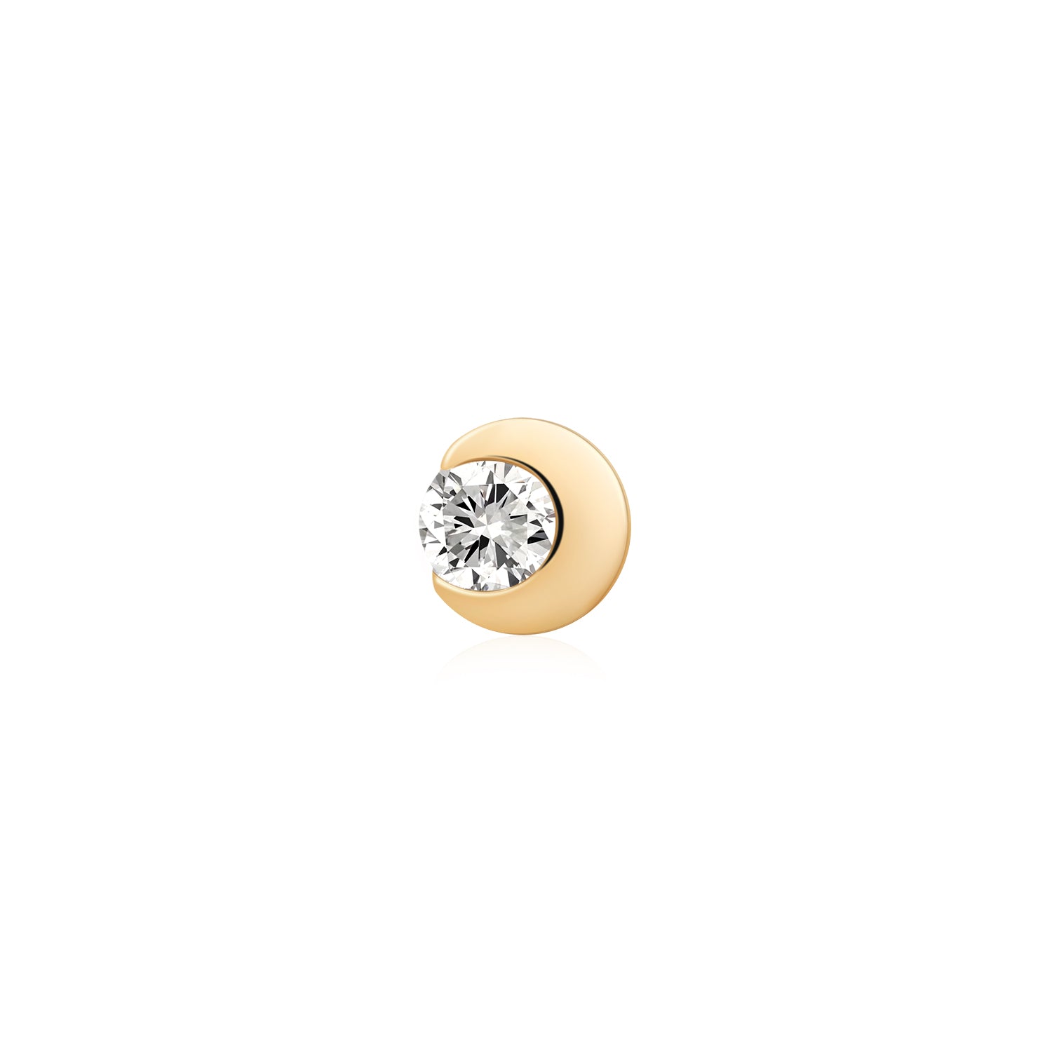 ZINNIA | Bezel Half Moon Lab Grown Diamond Threadless Flatback Earring