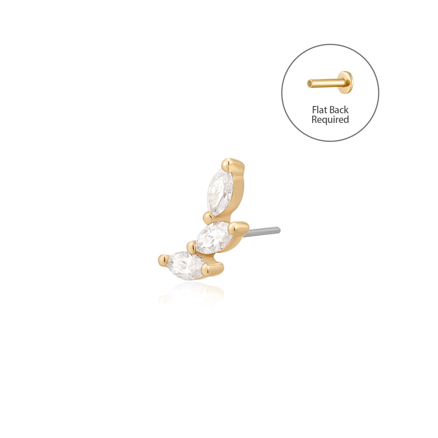 BRIAR | Triple Marquise Lab Grown Diamond Threadless Flatback Earring