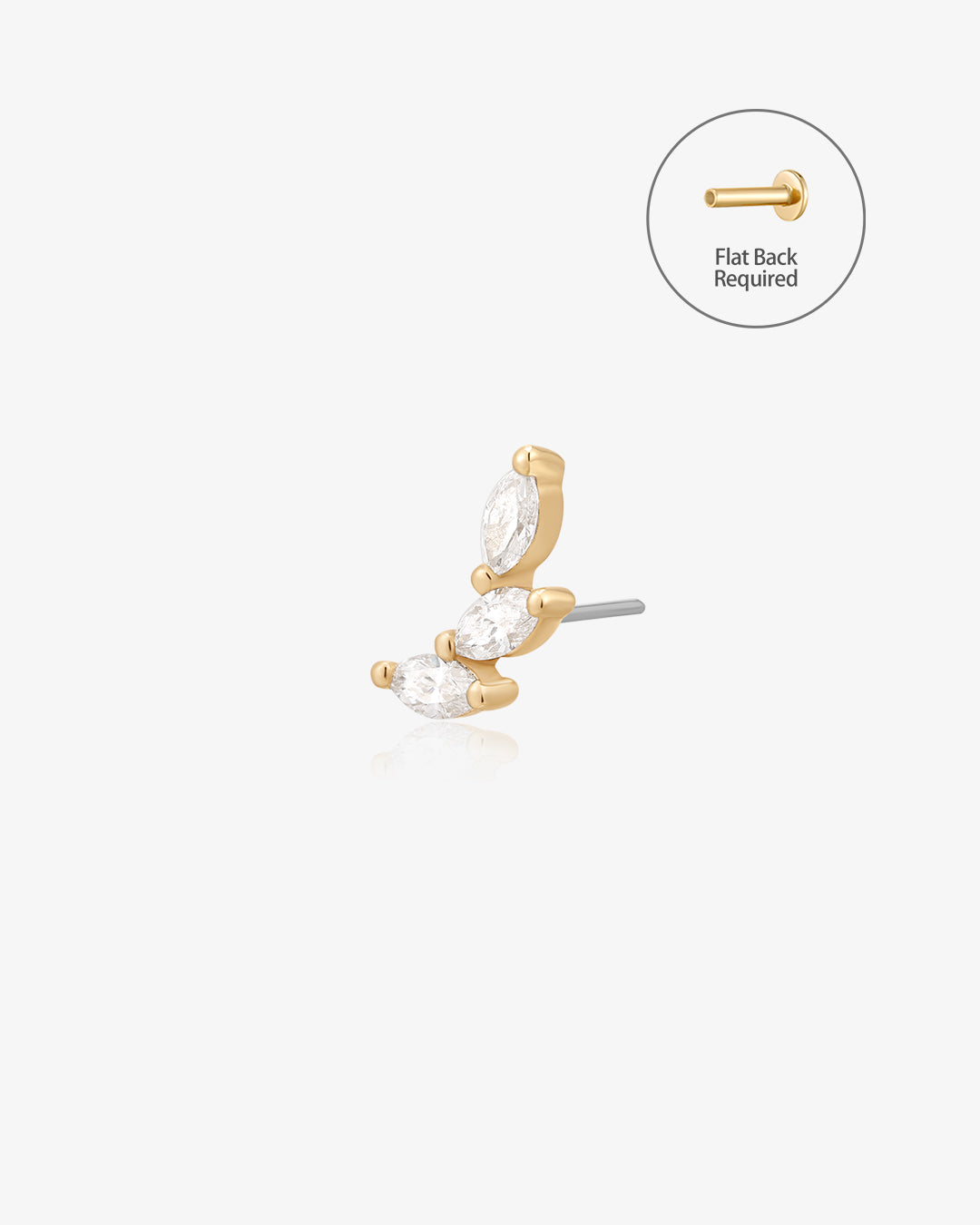 BRIAR | Triple Marquise Lab Grown Diamond Threadless Flatback Earring