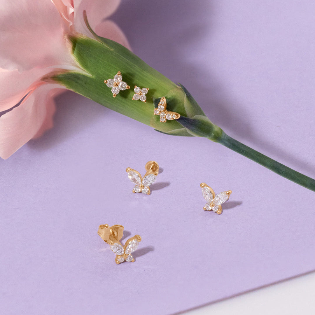 BELLATRIX | Lab Grown Diamond Butterfly Threadless Flatback Earring