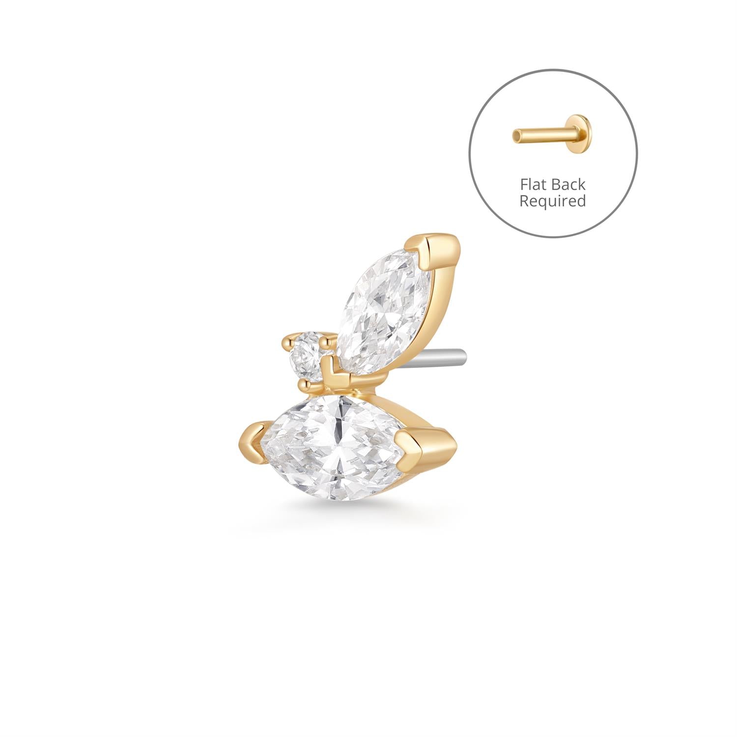 ARTEMIS | Marquise Lab Grown Diamond Threadless Flatback Earring