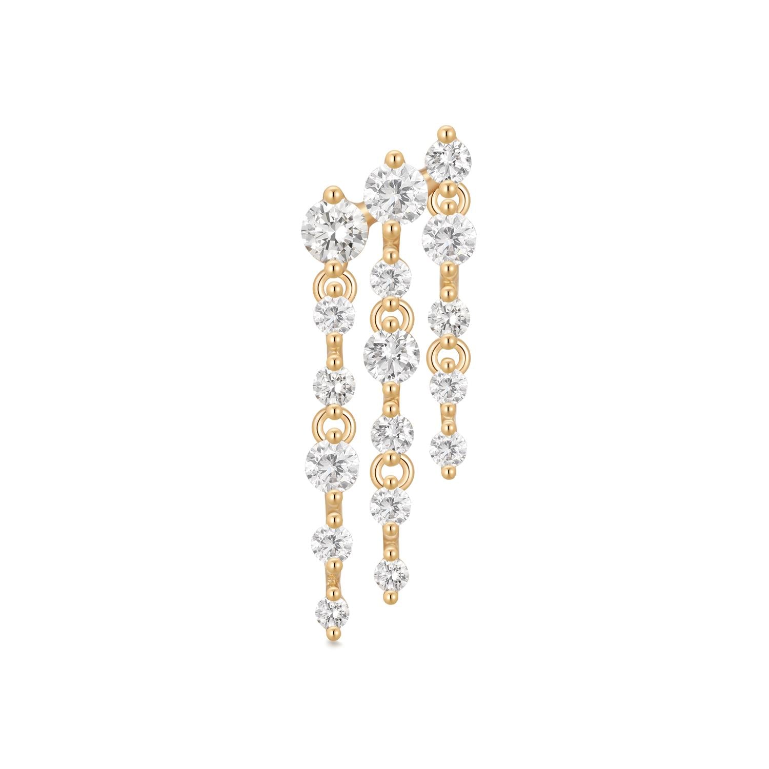 OSUPA | 3-Row Dangling Lab Grown Diamonds Threadless Flatback Earring