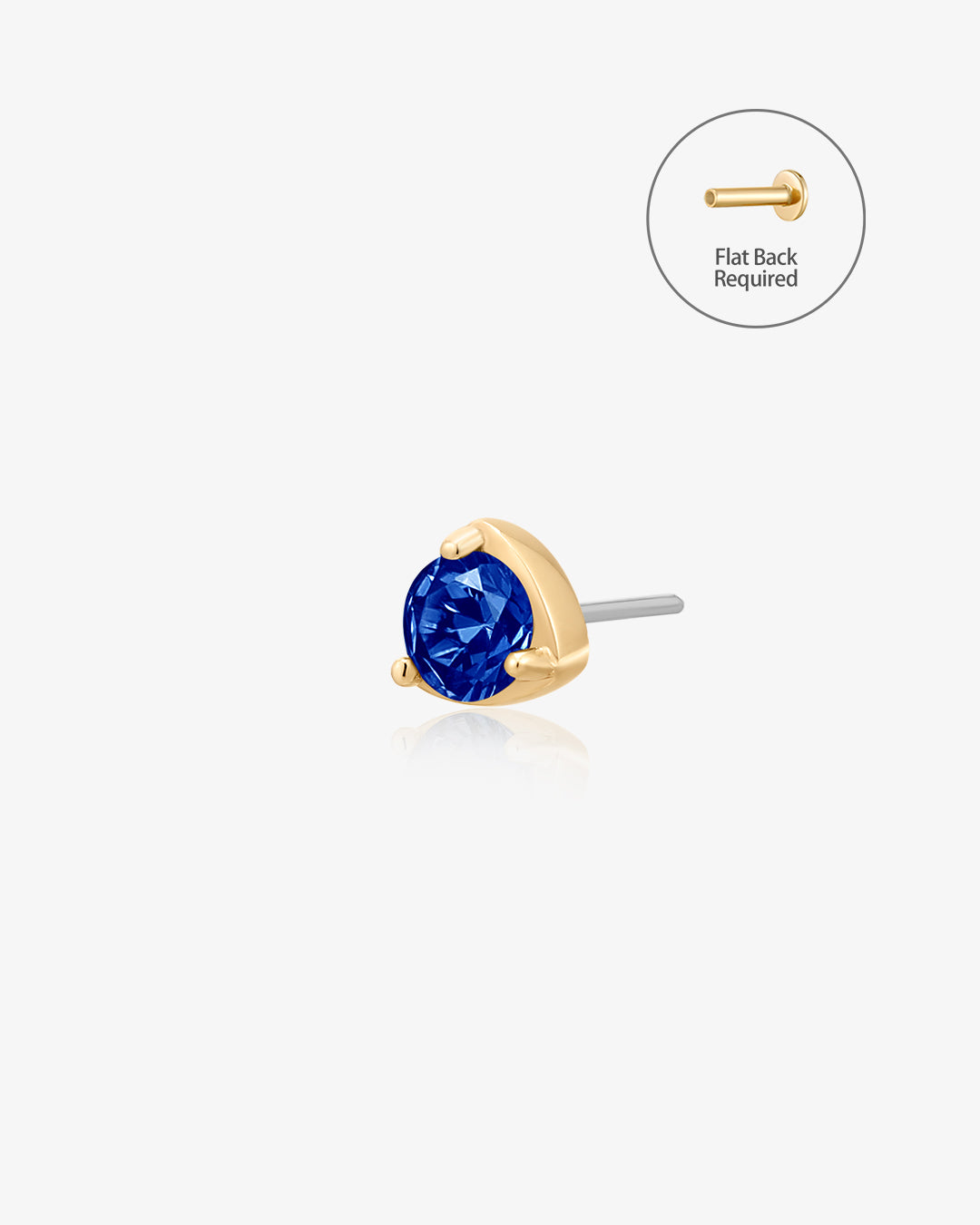 INDIGO | Lab Grown Sapphire Threadless Flatback Earring