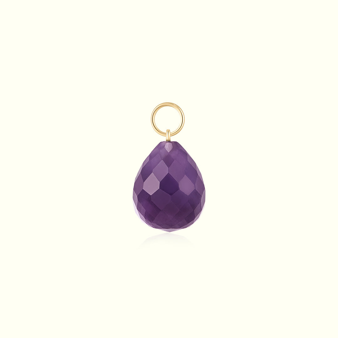 14K Solid Gold Crystal Charm Necklace for healing
