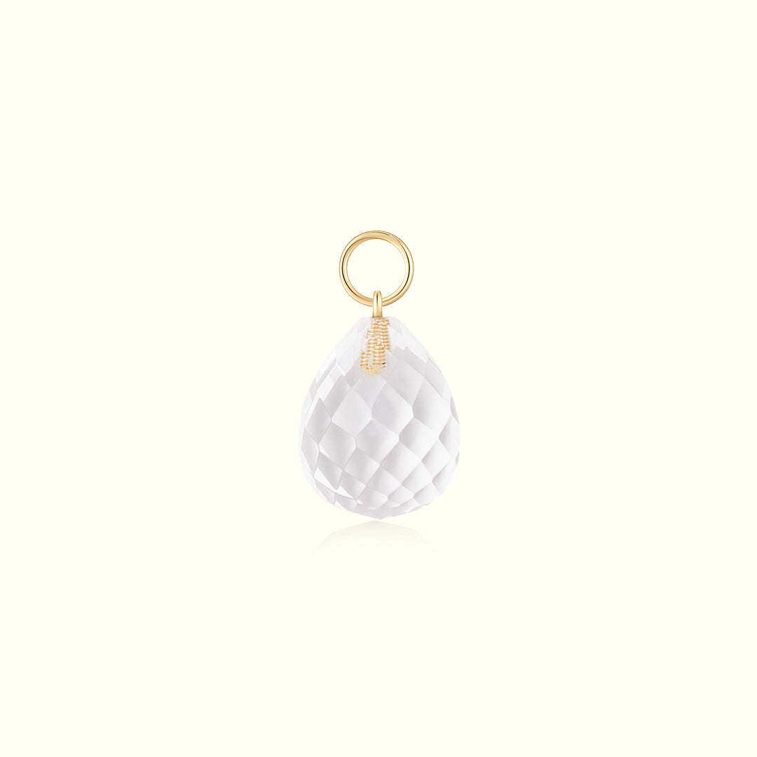 14K Solid Gold Crystal Charm Necklace for healing