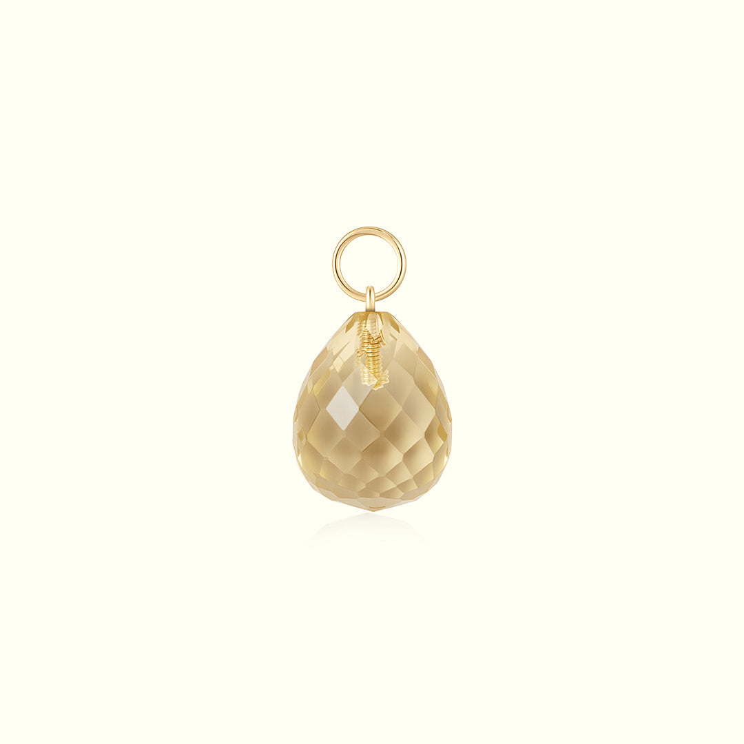 14K Solid Gold Crystal Charm Necklace for healing