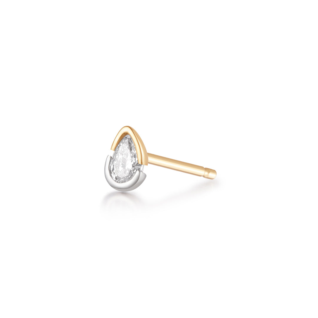 SANILIA | Two-Tone Bezel Pear LGD Stud Earring
