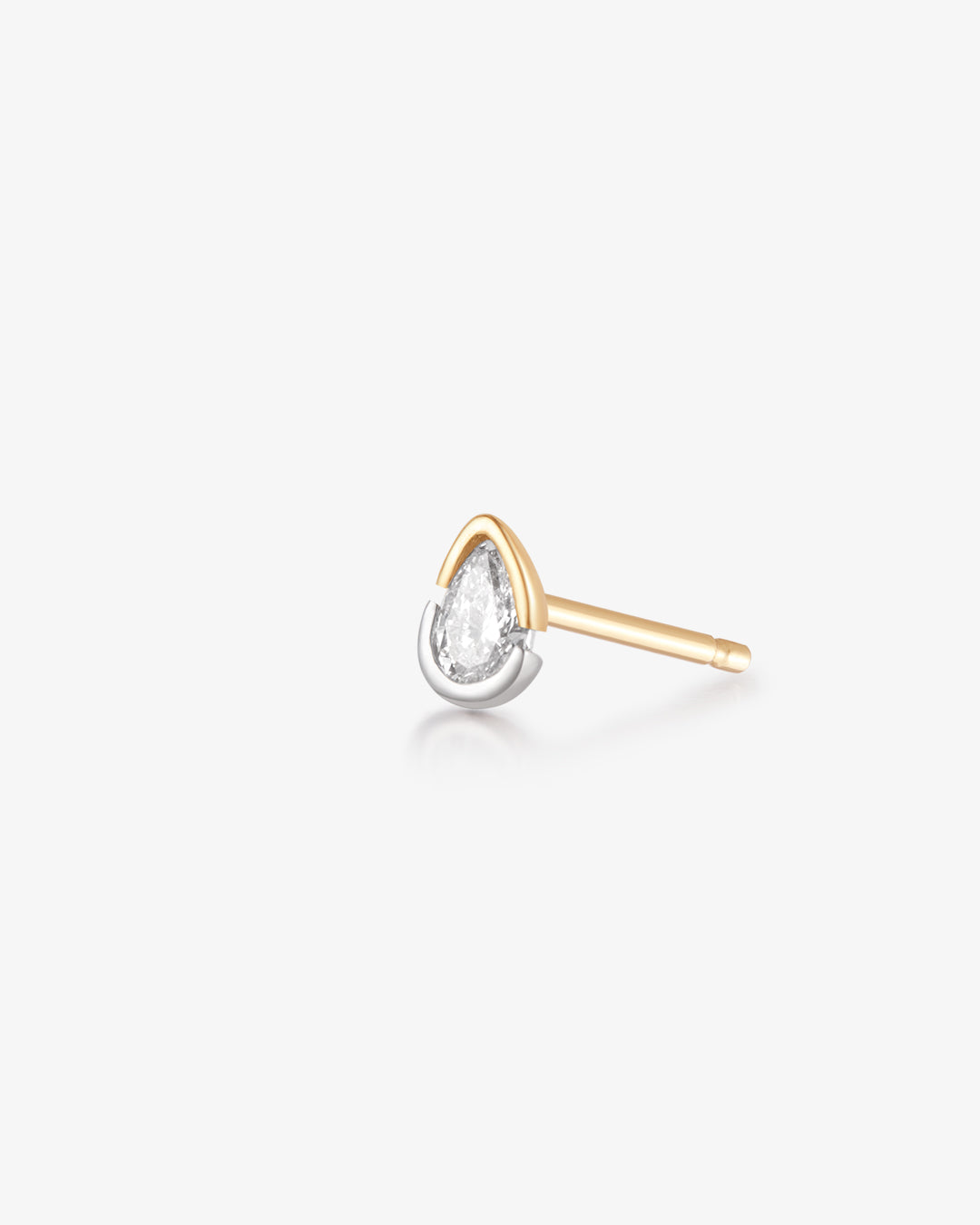 SANILIA | Two-Tone Bezel Pear Lab Grown Diamond Stud Earring