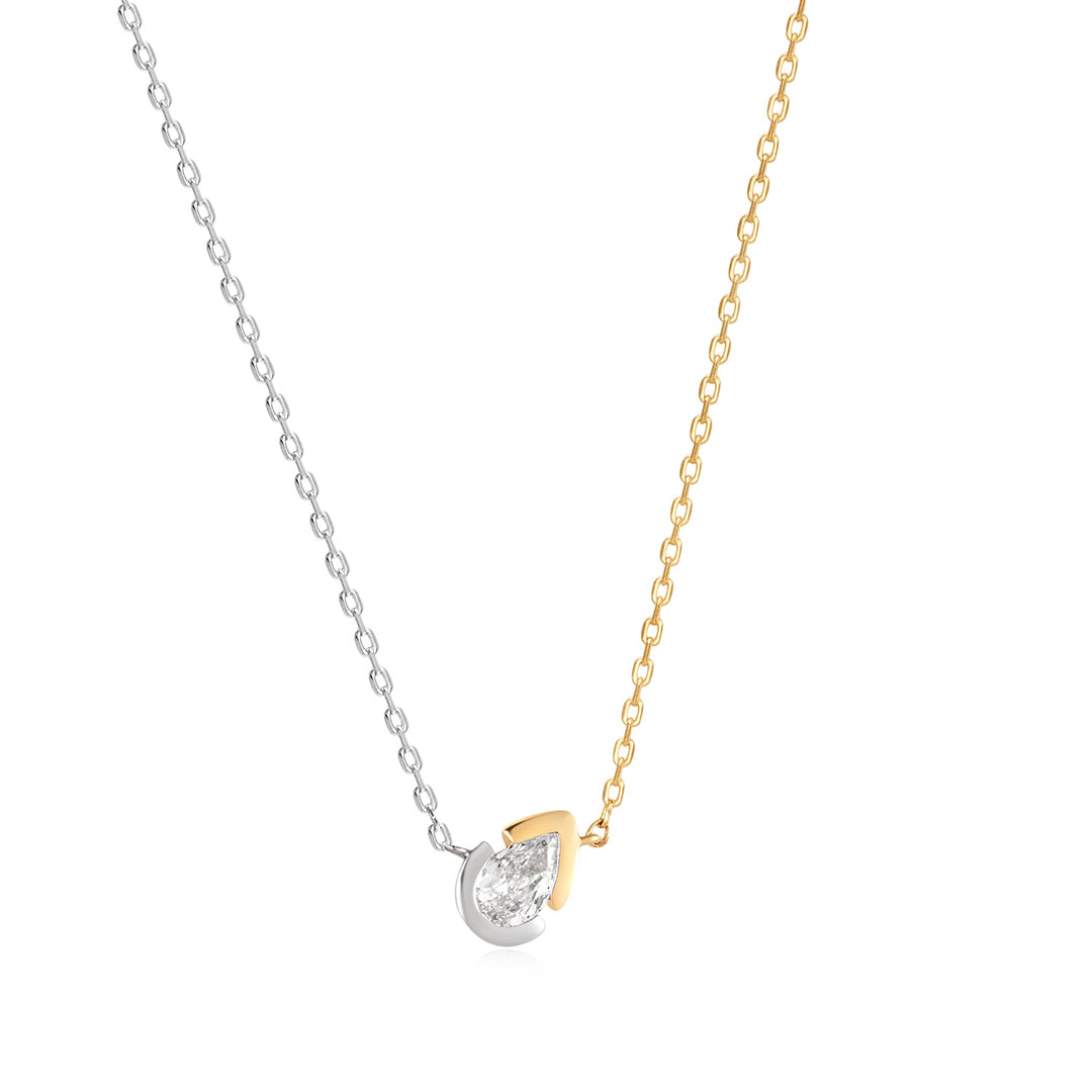 SANILIA | Two-Tone Bezel Pear Lab Grown Diamond Pendant Necklace