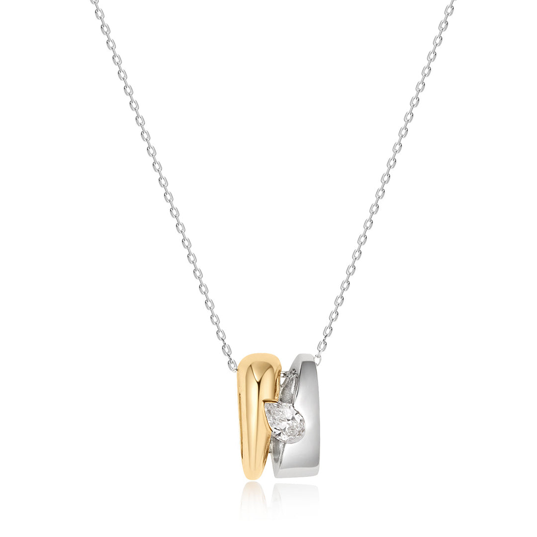 SANILIA | Two-Tone Bezel Pear Lab Grown Diamond Necklace