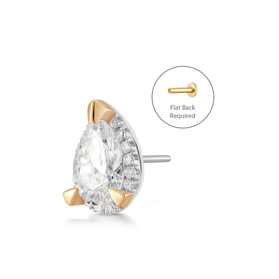 IGGY | Pear Lab Grown Diamond Threadless Flatback Earring