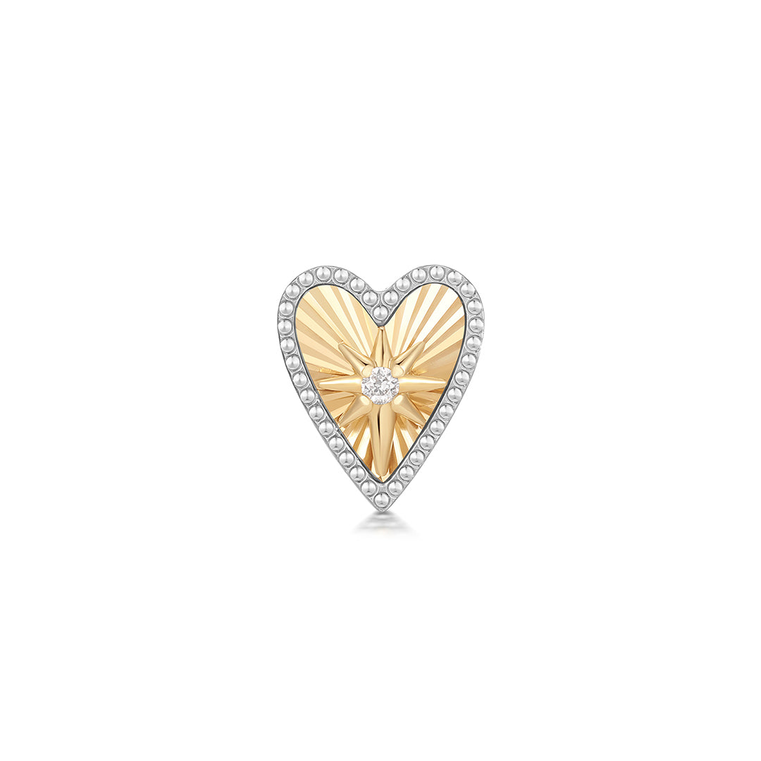 PETUNIA | Lab Grown Diamond Fluted Heart Threadless Flatback Earring