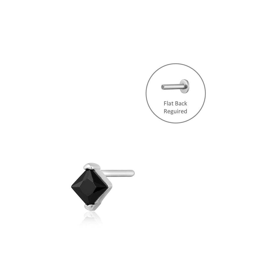 LYDIA | Princess-cut Black Spinel Threadless Flatback Earring
