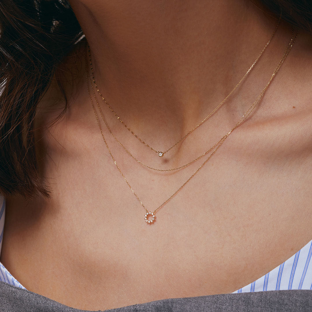 Bezel Pendant, Cable Chain & Crown Necklace Set
