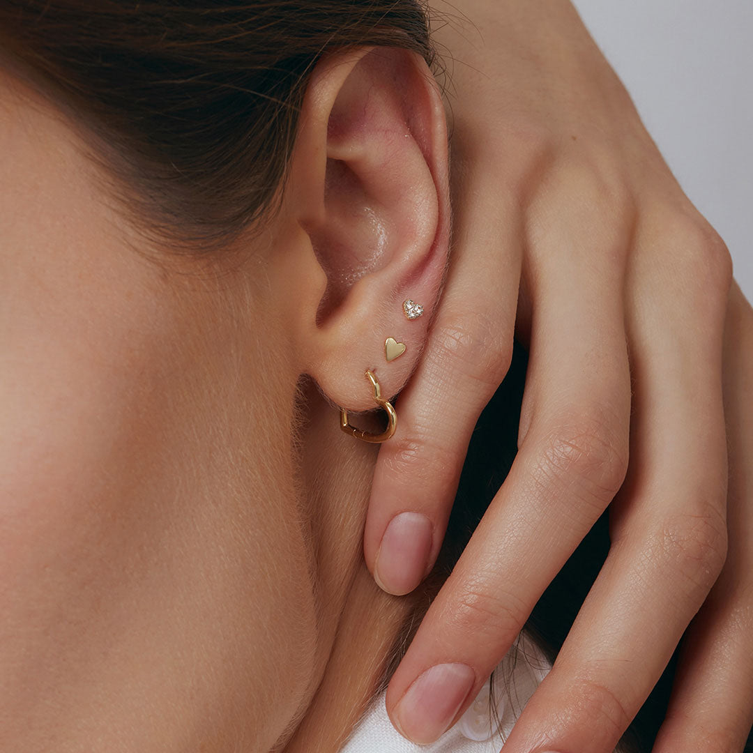 Diamond & Tripe Heart Hoop Earring Set