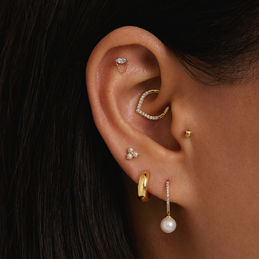 ETTA | Triple Pearl Threadless Flatback Earring