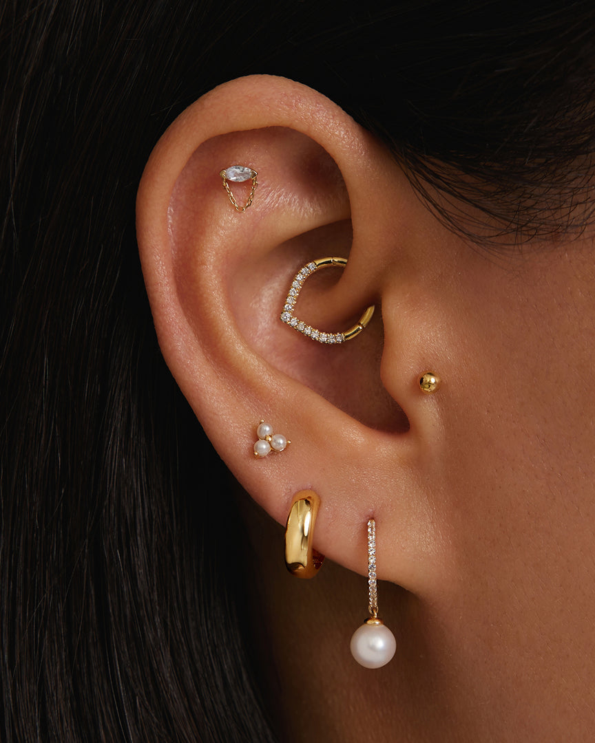 ETTA | Triple Pearl Threadless Flatback Earring
