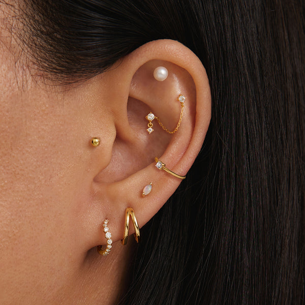GRAMERCY | Dual White Sapphire Threadless Flatback Earring
