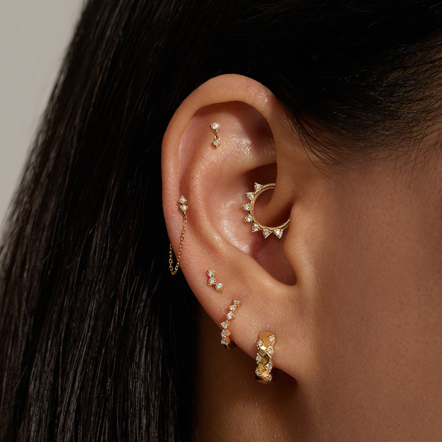 14k solid gold Lab-Grown Diamond Huggie Hoop earring