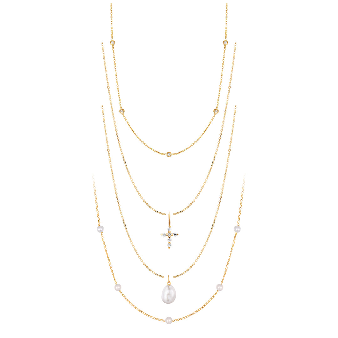 Pearl & Diamond Necklace Set