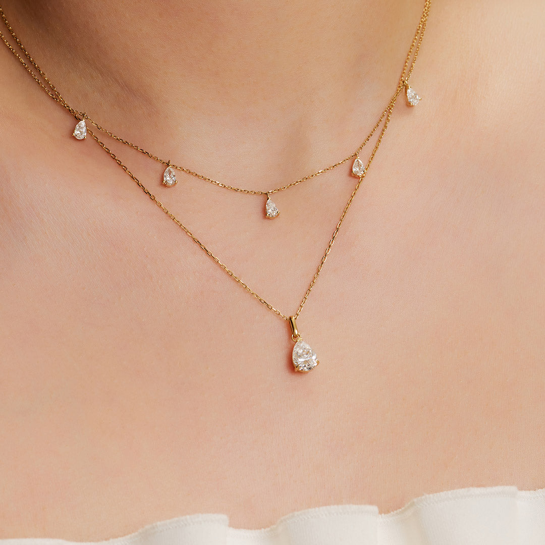 aurelie gi 14k gold Pear Lab Grown Diamond Solitaire Necklace
