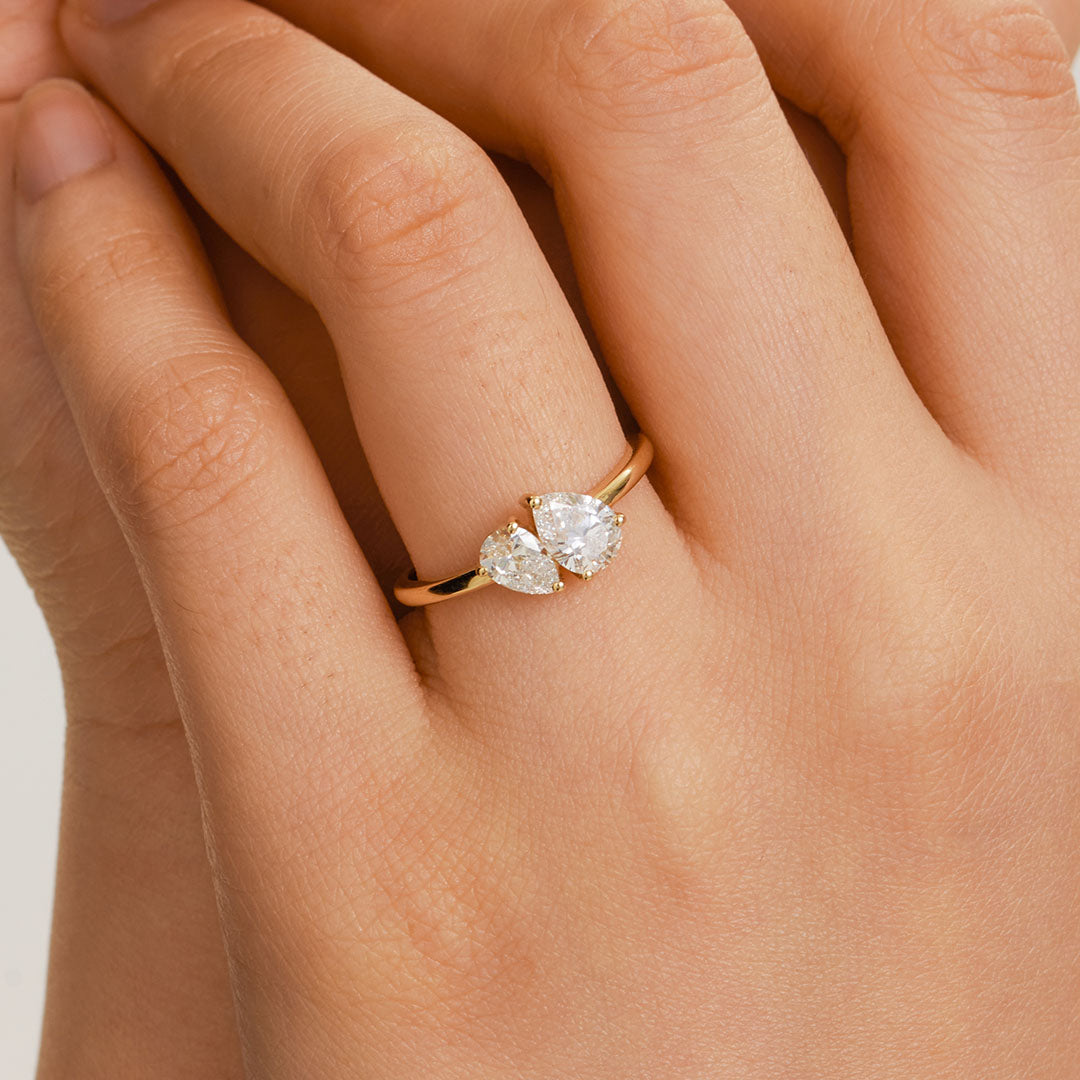 aurelie gi 14k gold Toi et Moi Pear Lab Grown Diamond Ring