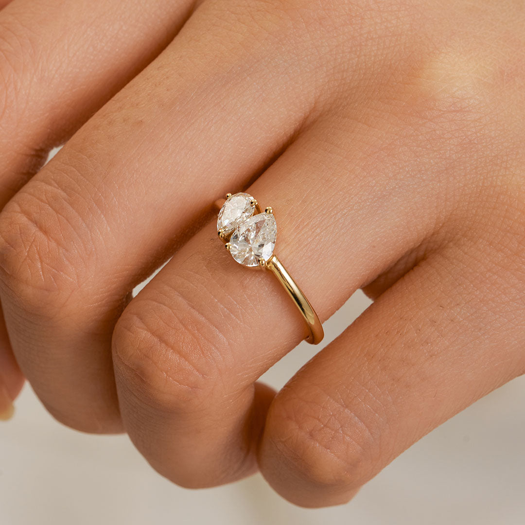 aurelie gi 14k gold Toi et Moi Pear Lab Grown Diamond Ring