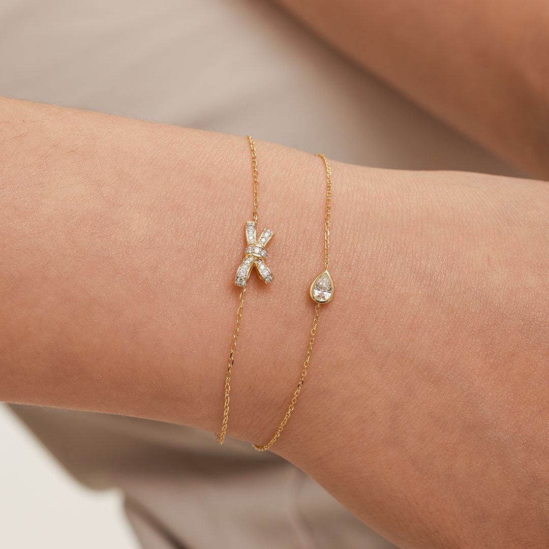 Aurelie Gi 14k gold Lab Grown Diamond Bow Bracelet