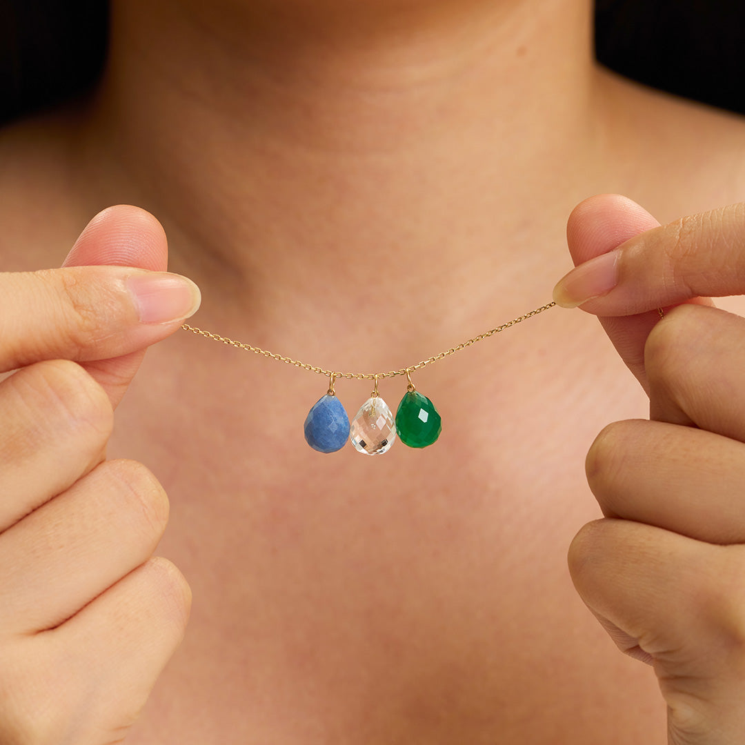 aurelie gi 14K Solid Gold Crystal Charm Necklace for healing