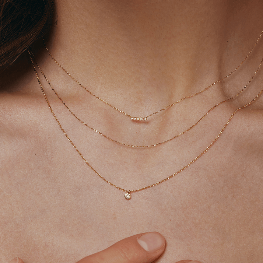 aurelie gi 14k gold Lab-Grown Diamond Wishbone Necklace