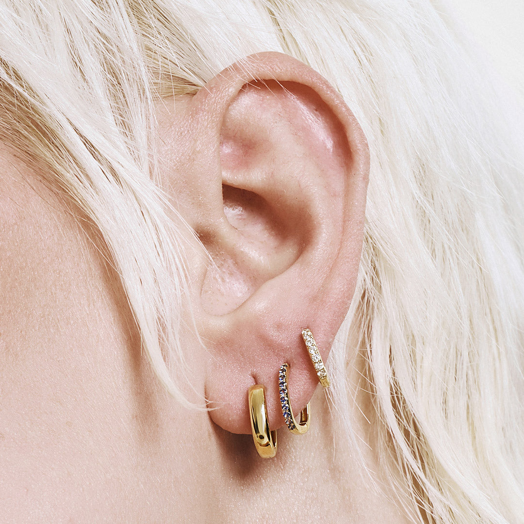 aurelie gi 14k gold Lab Grown Sapphire Paperclip Huggie