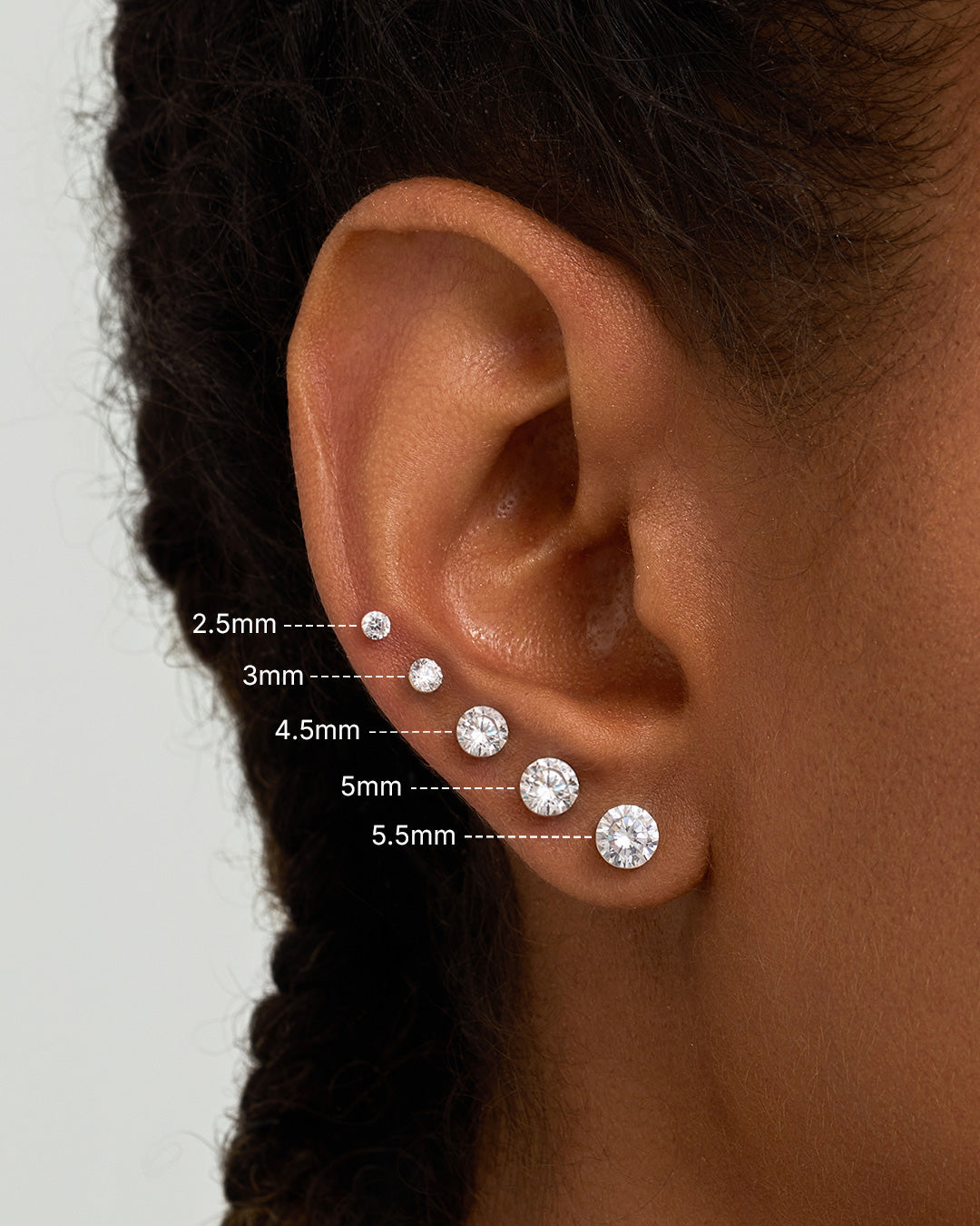 Round Lab Grown Diamond Flatback Stud
