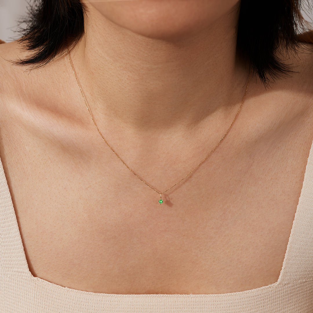 May Birthstone | Green Tsavorite Necklace Charm