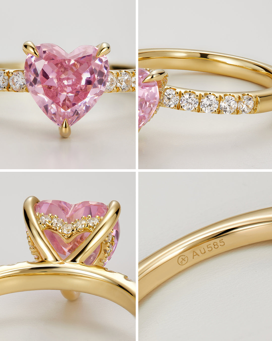 Pink Padparadscha Heart & Lab Grown Diamond Ring #7