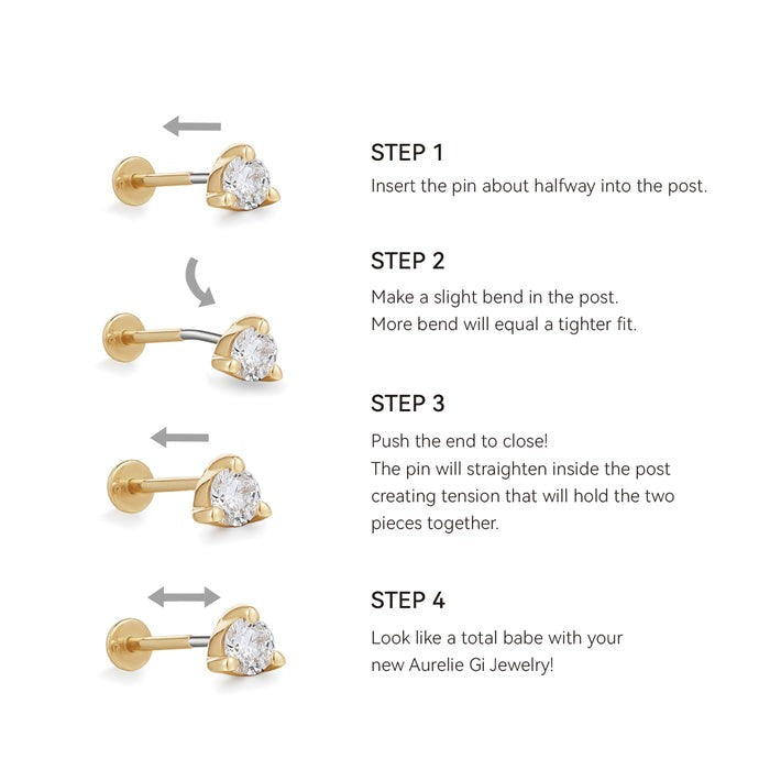 SASHA | White Sapphire Drop Threadless Flatback Earring