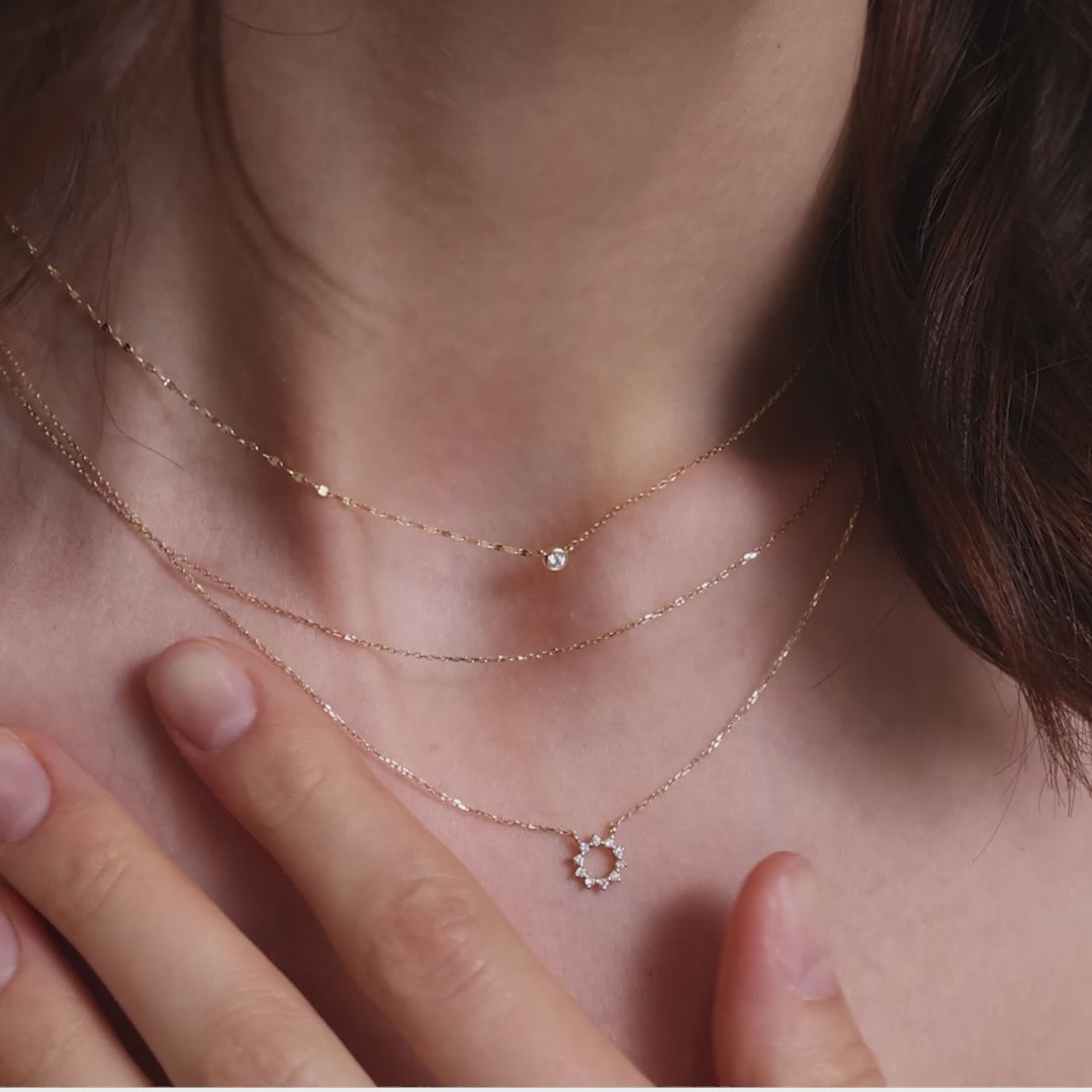 Bezel Pendant, Cable Chain & Crown Necklace Set