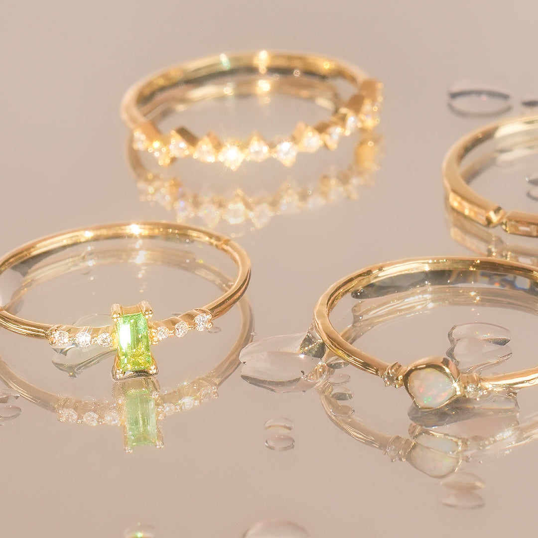 Tsavorite and Lab-Grown Diamond Ring